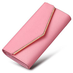 Sharp Aquos Sense4 Basic用ハンドバッグ ポーチ 財布型ケース レザー ユニバーサル K03 ピンク