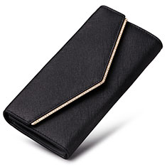 Oppo A5用ハンドバッグ ポーチ 財布型ケース レザー ユニバーサル K03 ブラック