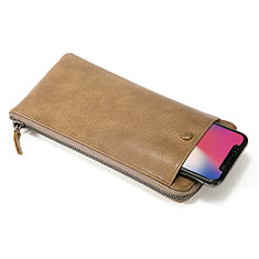 Sharp Aquos Sense4 Basic用ハンドバッグ ポーチ 財布型ケース レザー ユニバーサル K17 オレンジ