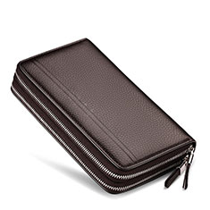 Vivo V25e用ハンドバッグ ポーチ 財布型ケース レザー ユニバーサル N01 ブラウン