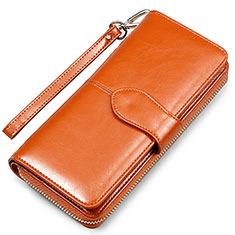 Oppo A16s用ハンドバッグ ポーチ財布 レザー ユニバーサル H02 ブラウン