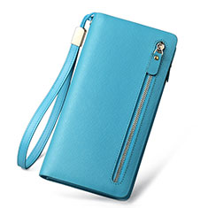 カイコハンドバッグ ポーチ 財布型ケース レザー ユニバーサル T01 ブルー