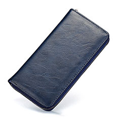 Oppo A11S用ハンドバッグ ポーチ 財布型ケース レザー ユニバーサル H09 ネイビー