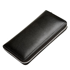 Vivo Y02用ハンドバッグ ポーチ 財布型ケース レザー ユニバーサル H12 ブラック