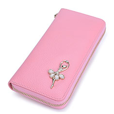 Huawei Enjoy 9s用ハンドバッグ ポーチ財布 レザー 舞姫 ユニバーサル ピンク