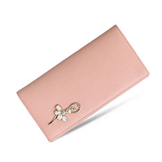 Realme X50 5G用ハンドバッグ ポーチ 財布型ケース レザー 舞姫 ユニバーサル ピンク