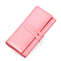 Sharp Aquos Sense4 Basic用ハンドバッグ ポーチ 財布型ケース レザー ユニバーサル H14 ピンク