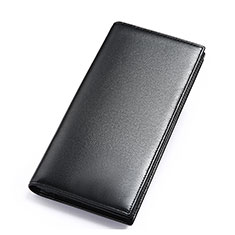 Realme X50 5G用ハンドバッグ ポーチ 財布型ケース レザー ユニバーサル H16 ブラック
