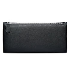 Samsung Galaxy A03 Core用ハンドバッグ ポーチ 財布型ケース レザー ユニバーサル H17 ブラック