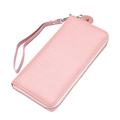 Nokia C200用lichee パターンハンドバッグ ポーチ 財布型ケース レザー ユニバーサル ピンク