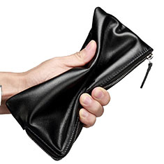 ハンドバッグ ポーチ 財布型ケース レザー ユニバーサル H29 ブラック
