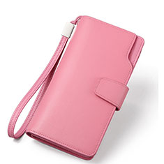 Sharp Aquos Sense4 Basic用ハンドバッグ ポーチ 財布型ケース レザー ユニバーサル H38 ピンク