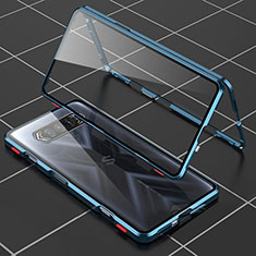 Xiaomi Black Shark 4S 5G用ケース 高級感 手触り良い アルミメタル 製の金属製 360度 フルカバーバンパー 鏡面 カバー P01 Xiaomi ネイビー