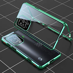 Xiaomi Black Shark 5 5G用ケース 高級感 手触り良い アルミメタル 製の金属製 360度 フルカバーバンパー 鏡面 カバー P01 Xiaomi グリーン