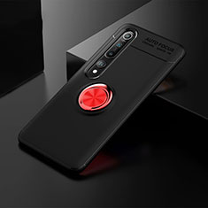 Xiaomi Mi 10用極薄ソフトケース シリコンケース 耐衝撃 全面保護 アンド指輪 マグネット式 バンパー T02 Xiaomi レッド・ブラック