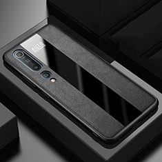 Xiaomi Mi 10用シリコンケース ソフトタッチラバー レザー柄 カバー S01 Xiaomi ブラック