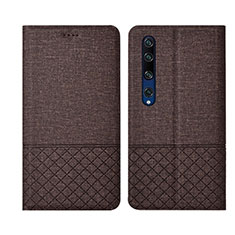 Xiaomi Mi 10用手帳型 布 スタンド L01 Xiaomi ブラウン