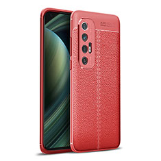 Xiaomi Mi 10S 5G用シリコンケース ソフトタッチラバー レザー柄 カバー Xiaomi レッド