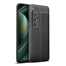 Xiaomi Mi 10S 5G用シリコンケース ソフトタッチラバー レザー柄 カバー Xiaomi ブラック