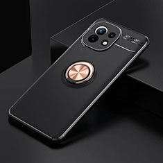 Xiaomi Mi 11 Lite 4G用極薄ソフトケース シリコンケース 耐衝撃 全面保護 アンド指輪 マグネット式 バンパー K01 Xiaomi ゴールド・ブラック