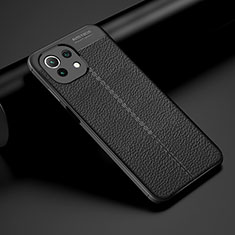 Xiaomi Mi 11 Lite 4G用シリコンケース ソフトタッチラバー レザー柄 カバー H01 Xiaomi ブラック