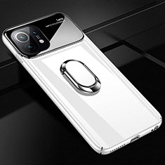 Xiaomi Mi 11 Lite 5G用ハードケース プラスチック 質感もマット アンド指輪 マグネット式 P01 Xiaomi ホワイト