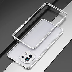 Xiaomi Mi 11 Lite 5G用ケース 高級感 手触り良い アルミメタル 製の金属製 バンパー カバー T01 Xiaomi シルバー