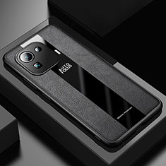 Xiaomi Mi 11 Pro 5G用シリコンケース ソフトタッチラバー レザー柄 カバー Xiaomi ブラック