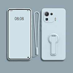 Xiaomi Mi 11 Pro 5G用極薄ソフトケース シリコンケース 耐衝撃 全面保護 スタンド バンパー Xiaomi ライトブルー