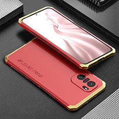 Xiaomi Mi 11i 5G用360度 フルカバー ケース 高級感 手触り良い アルミメタル 製の金属製 Xiaomi ゴールド・レッド