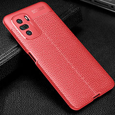 Xiaomi Mi 11i 5G用シリコンケース ソフトタッチラバー レザー柄 カバー WL1 Xiaomi レッド