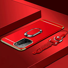 Xiaomi Mi 11i 5G用ケース 高級感 手触り良い メタル兼プラスチック バンパー アンド指輪 Xiaomi レッド