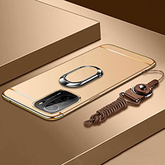 Xiaomi Mi 11i 5G用ケース 高級感 手触り良い メタル兼プラスチック バンパー アンド指輪 Xiaomi ゴールド