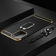 Xiaomi Mi 11i 5G用ケース 高級感 手触り良い メタル兼プラスチック バンパー アンド指輪 Xiaomi ブラック
