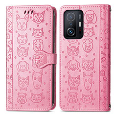 Xiaomi Mi 11T 5G用手帳型 レザーケース スタンド パターン カバー S03D Xiaomi ピンク