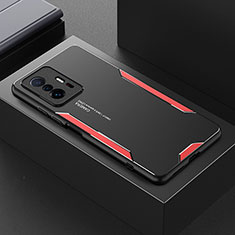 Xiaomi Mi 11T 5G用ケース 高級感 手触り良い アルミメタル 製の金属製 兼シリコン カバー Xiaomi レッド