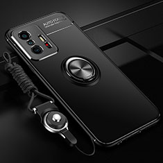 Xiaomi Mi 11T 5G用極薄ソフトケース シリコンケース 耐衝撃 全面保護 アンド指輪 マグネット式 バンパー SD3 Xiaomi ブラック