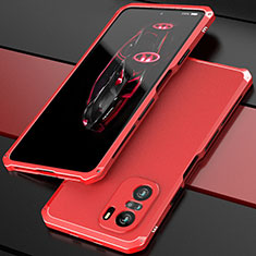 Xiaomi Mi 11X 5G用360度 フルカバー ケース 高級感 手触り良い アルミメタル 製の金属製 P01 Xiaomi レッド