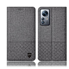 Xiaomi Mi 12 5G用手帳型 布 スタンド H12P Xiaomi グレー