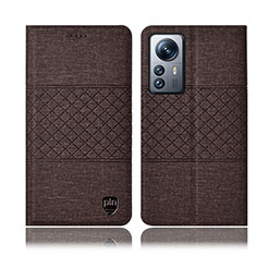 Xiaomi Mi 12 5G用手帳型 布 スタンド H13P Xiaomi ブラウン