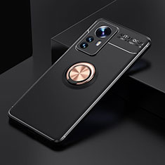 Xiaomi Mi 12 Pro 5G用極薄ソフトケース シリコンケース 耐衝撃 全面保護 アンド指輪 マグネット式 バンパー A04 Xiaomi ゴールド・ブラック