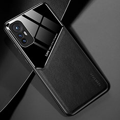 Xiaomi Mi 12S 5G用シリコンケース ソフトタッチラバー レザー柄 アンドマグネット式 S02 Xiaomi ブラック