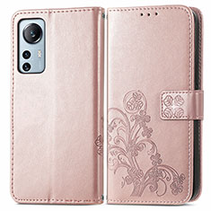Xiaomi Mi 12X 5G用手帳型 レザーケース スタンド 花 カバー Xiaomi ピンク