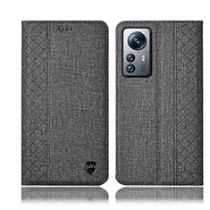 Xiaomi Mi 12X 5G用手帳型 布 スタンド H14P Xiaomi グレー