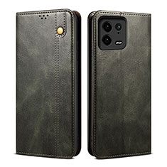 Xiaomi Mi 13 5G用手帳型 レザーケース スタンド カバー B01S Xiaomi グリーン