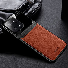 Xiaomi Mi 13 5G用シリコンケース ソフトタッチラバー レザー柄 カバー FL1 Xiaomi ブラウン