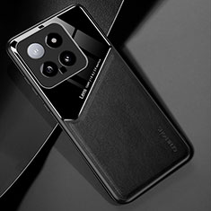 Xiaomi Mi 14 5G用シリコンケース ソフトタッチラバー レザー柄 アンドマグネット式 Xiaomi ブラック