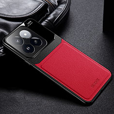 Xiaomi Mi 14 5G用シリコンケース ソフトタッチラバー レザー柄 カバー FL1 Xiaomi レッド