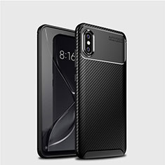 Xiaomi Mi 8用シリコンケース ソフトタッチラバー ツイル カバー A01 Xiaomi ブラック