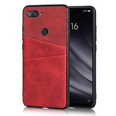 Xiaomi Mi 8 Lite用ケース 高級感 手触り良いレザー柄 Xiaomi レッド